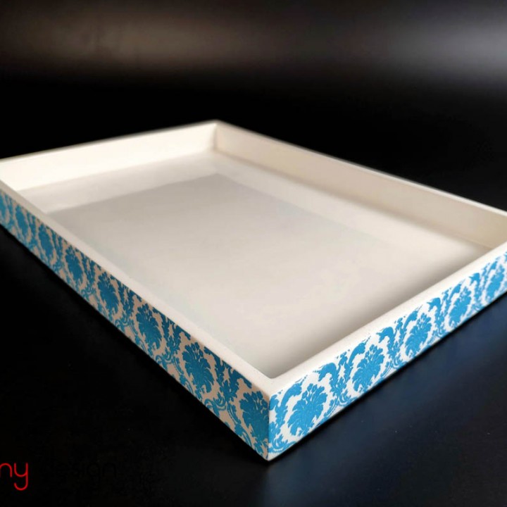 Rectangular lacquer tray with printed small pattern 22*15*H2.5cm